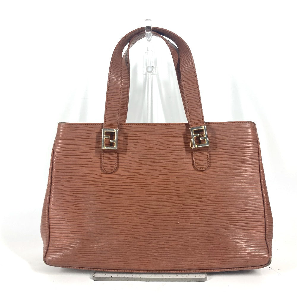 FENDI Handbag leather Brown   FF logo Women