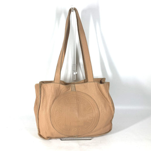 FENDI Tote Bag leather beige   Big logo Women