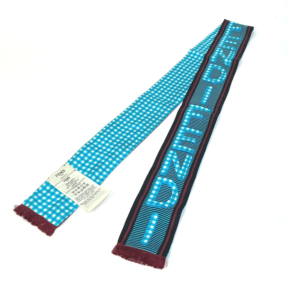 FENDI scarf silk Blue type Rappy logo Women