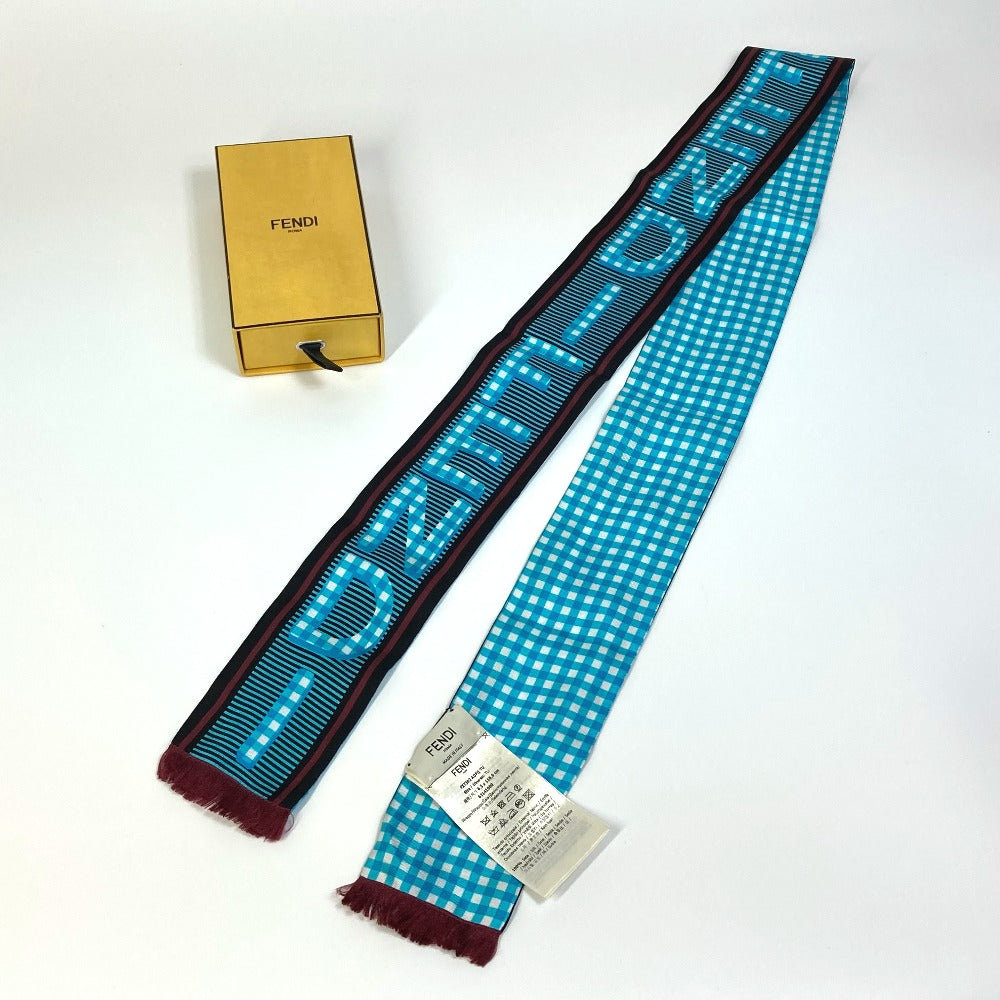 FENDI scarf silk Blue type Rappy logo Women