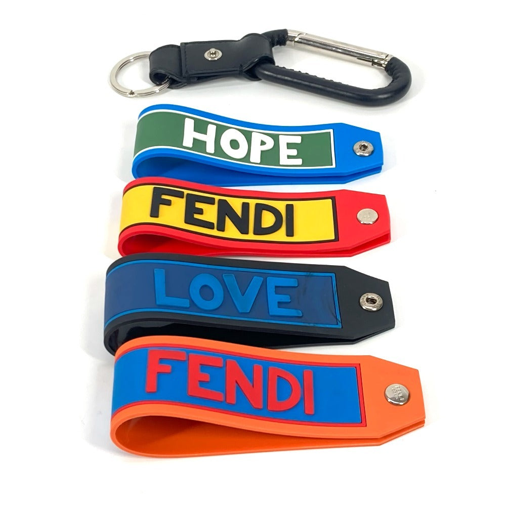 FENDI key ring rubber multicolor Logo Carabiner included unisex(Unisex)