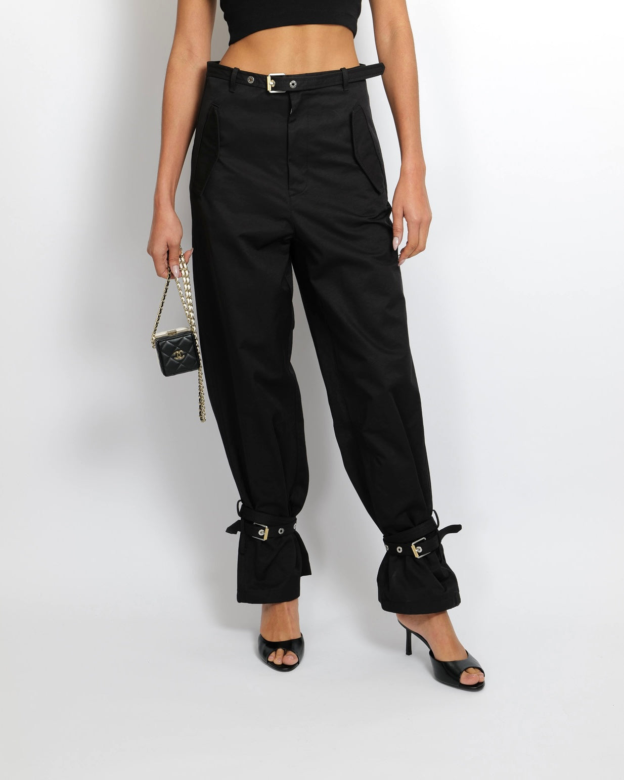 Dion Lee Black Cargo Tro rs with Buckle Details Size S (UK 8) RRP £490