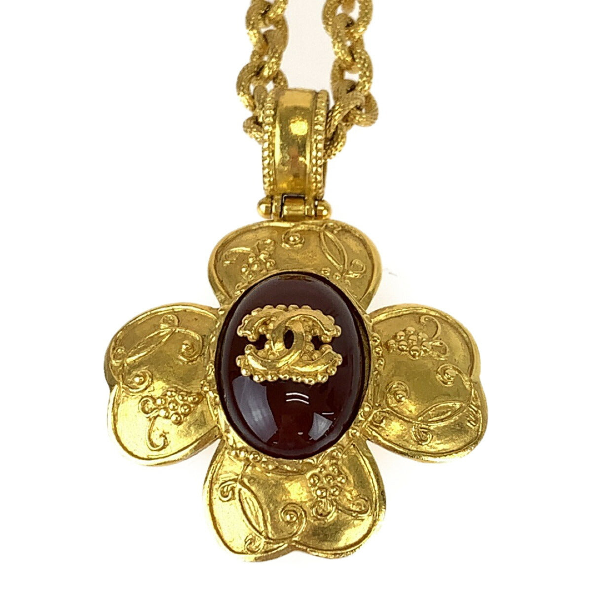 Chanel Gripoix Coco Mark Stone Gold-Plated Necklace