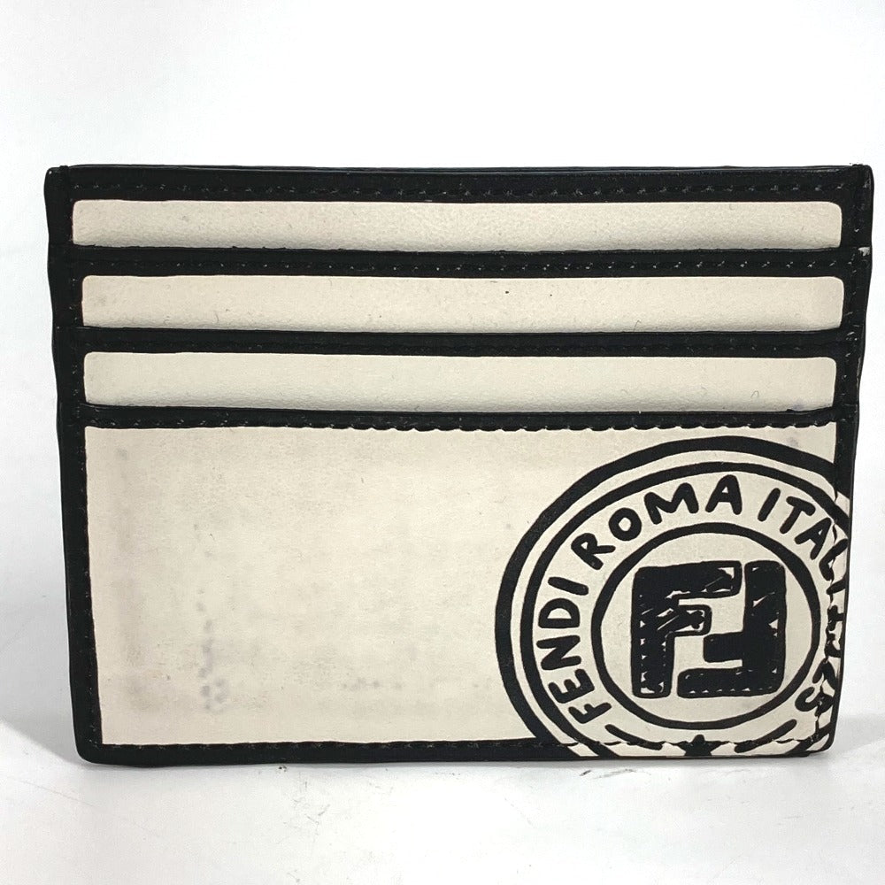 FENDI Card Case 7M0164 leather white Joshua Vides Collaboration logo mens