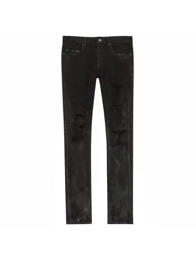 Luxury Saint Laurent Trending 2025 Men's Stain Effect Denim Skinny Jeans Black
