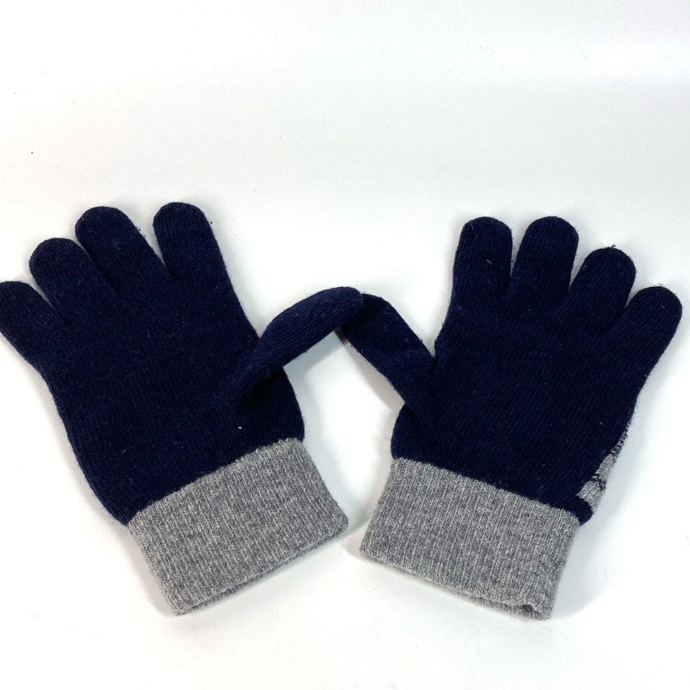 FENDI gloves FXY010 wool Navy Check FF Bicolor logo Women