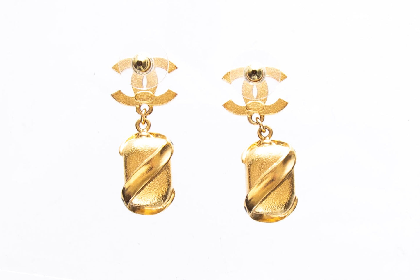 Chanel 2022 Gold CC Crystal Drop Earrings