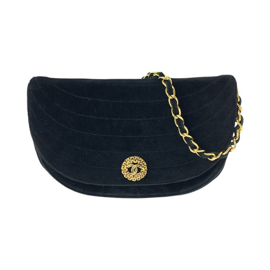 Chanel Half Moon Velour Shoulder Bag