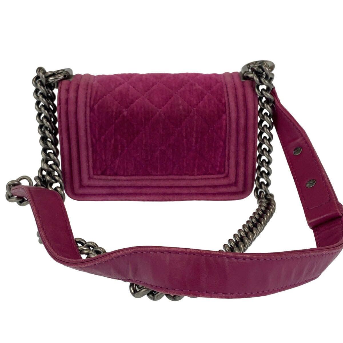 Chanel Mini Boy Chanel Velour Leather Shoulder Bag