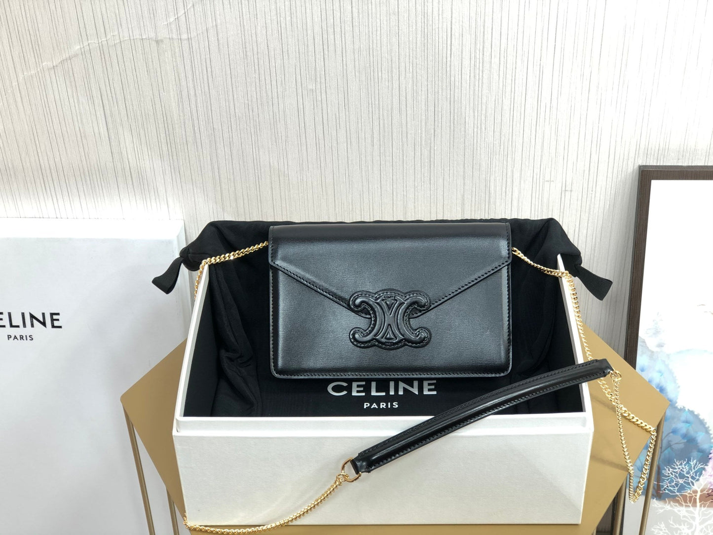 Top Quality Wallet On Chain Triomphe Black For Women 7in/19cm  10J733DPV.38NO