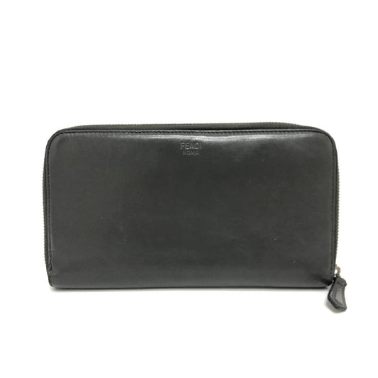 FENDI Long Wallet Purse 7M0276 leather gray Zucca Pattern Travel Wallet
