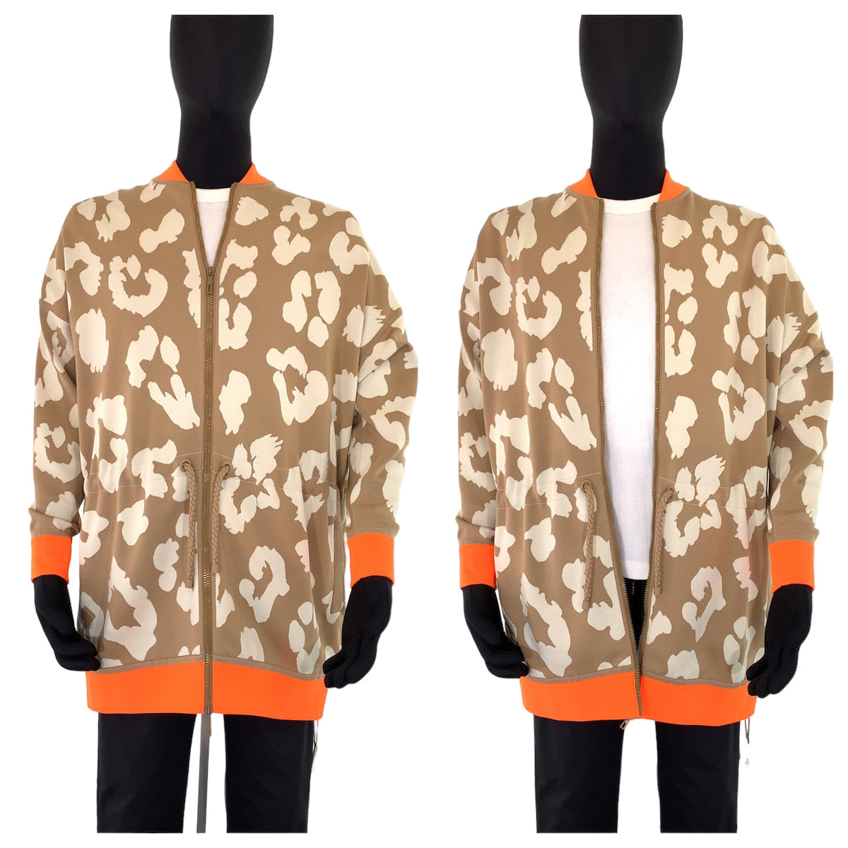 HERMES sweat 2H2816DR Silk, Polyester Brown orange Jackets Cardigans Jerseys twill laine Women 34  d