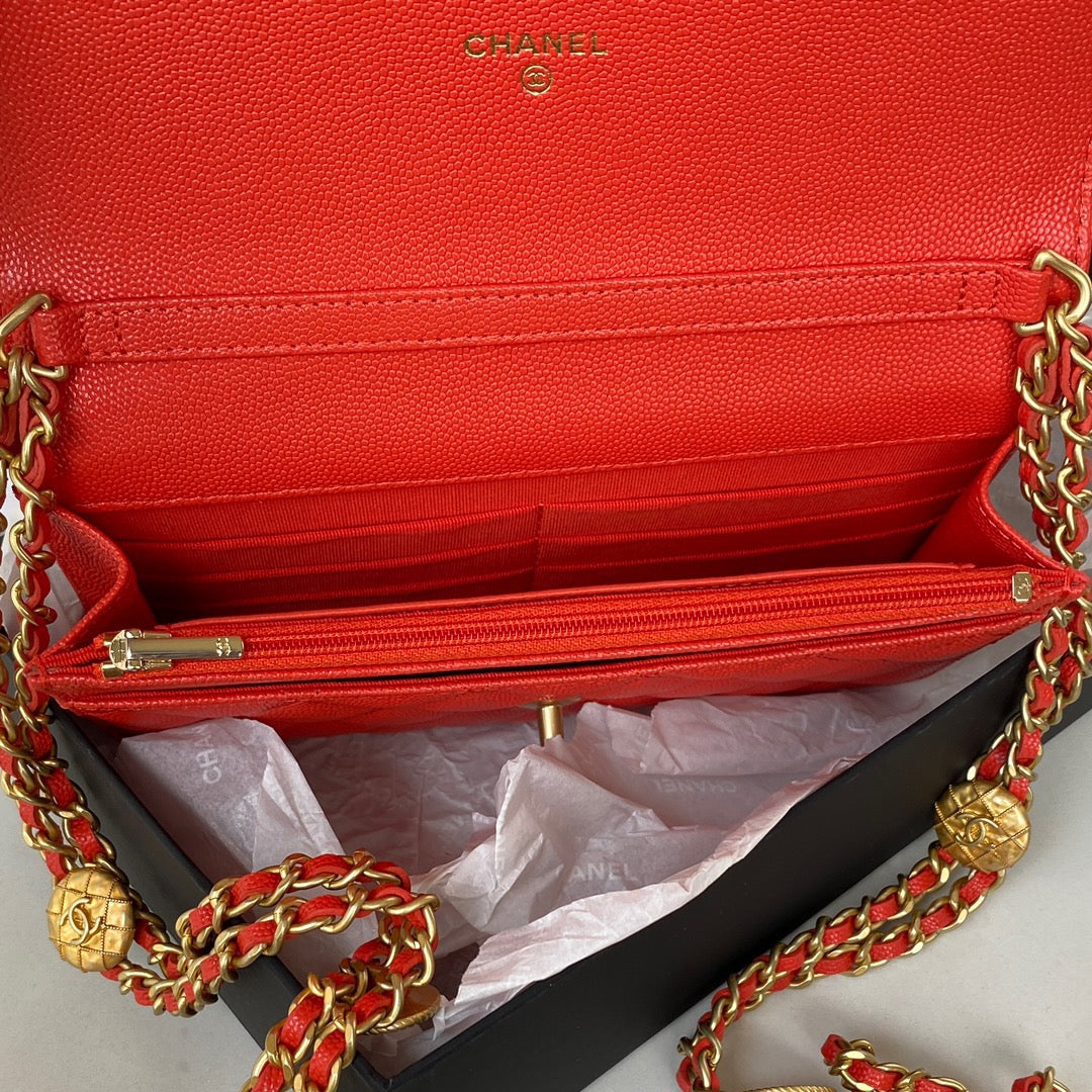 CHLSmall Flap Bag Gold Hardware Red For Women, Women’s Handbags, Shoulder Bags 7.5in/19cm AP2840