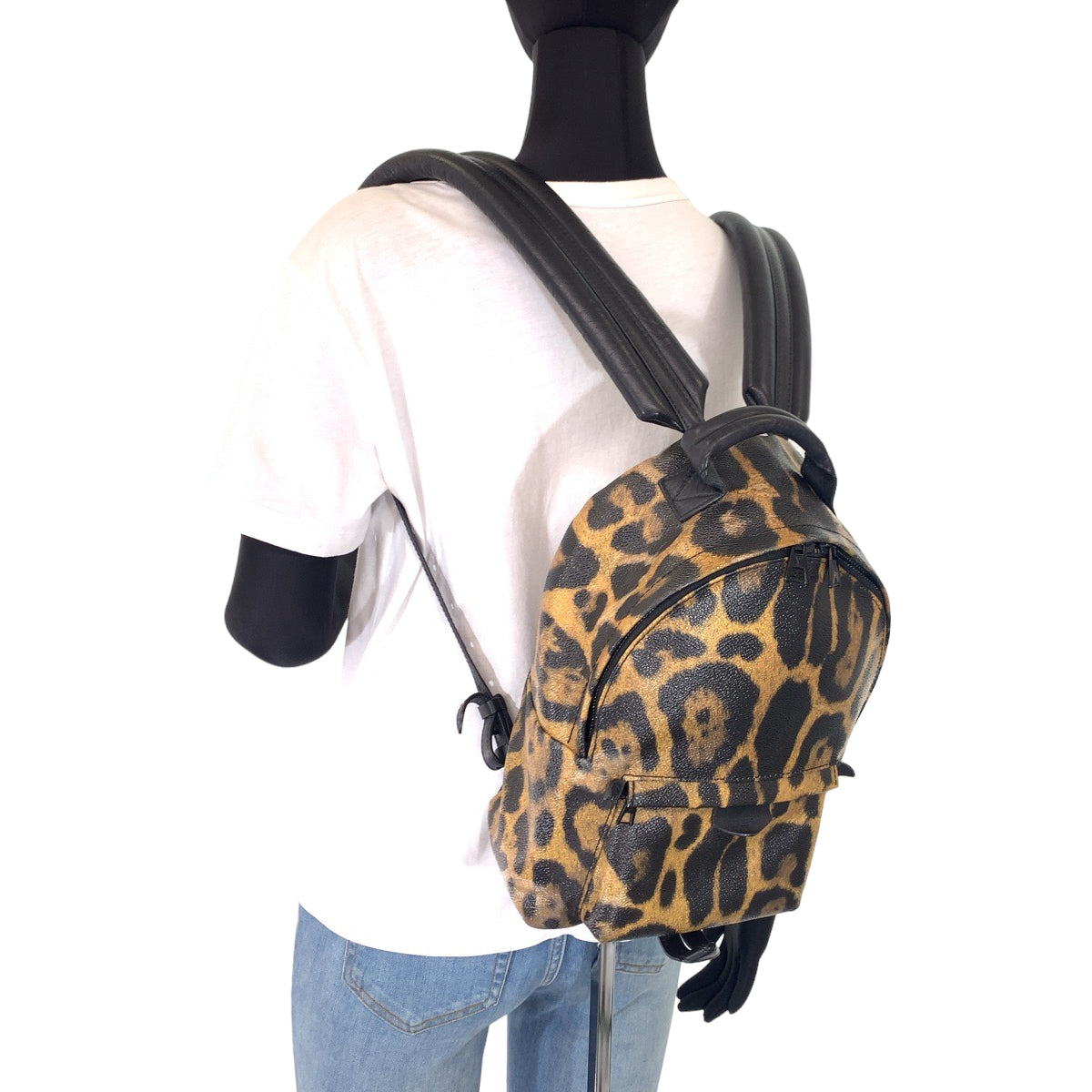 LOUIS VUITTON Backpack M52020 PVC Brown black Backpack Backpack Leopard Leopard Pattern Palm Springs PM Women  d