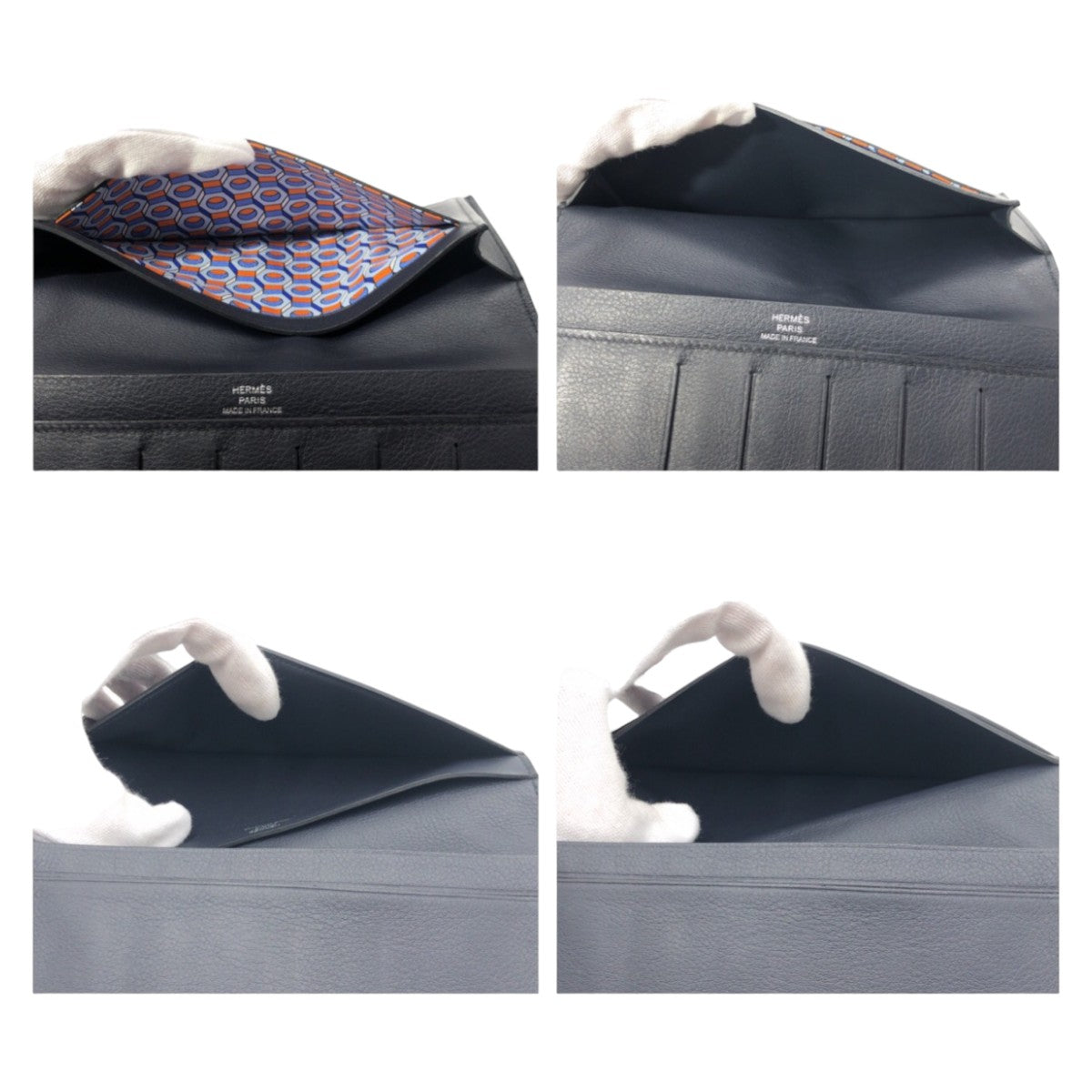 HERMES Bill Compartment leather Black black Bill Compartment Bifold Wallet Citizen twill mens  d
