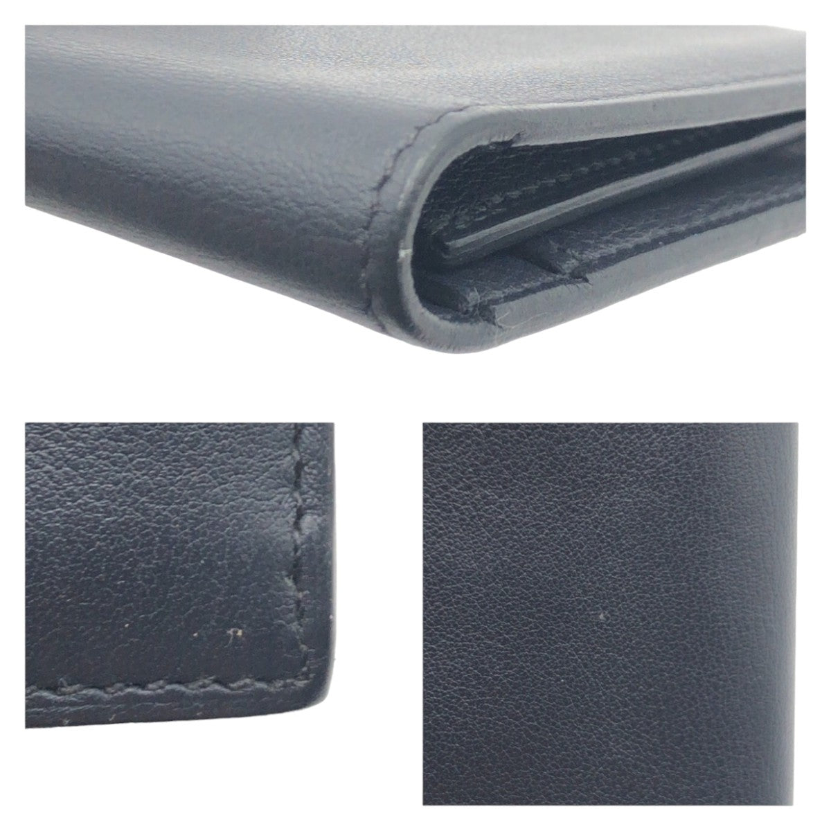 HERMES Bill Compartment leather Black black Bill Compartment Bifold Wallet Citizen twill mens  d