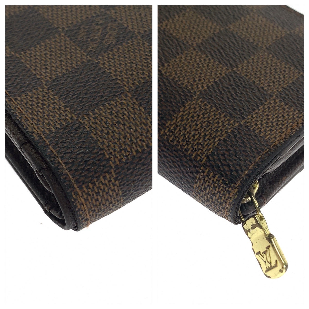 LOUIS VUITTON Bifold Wallet N61730 PVC Brown Gold Metal Folding wallet Compact wallet Damier L-Zip Portonet Bie Tresol Women  d