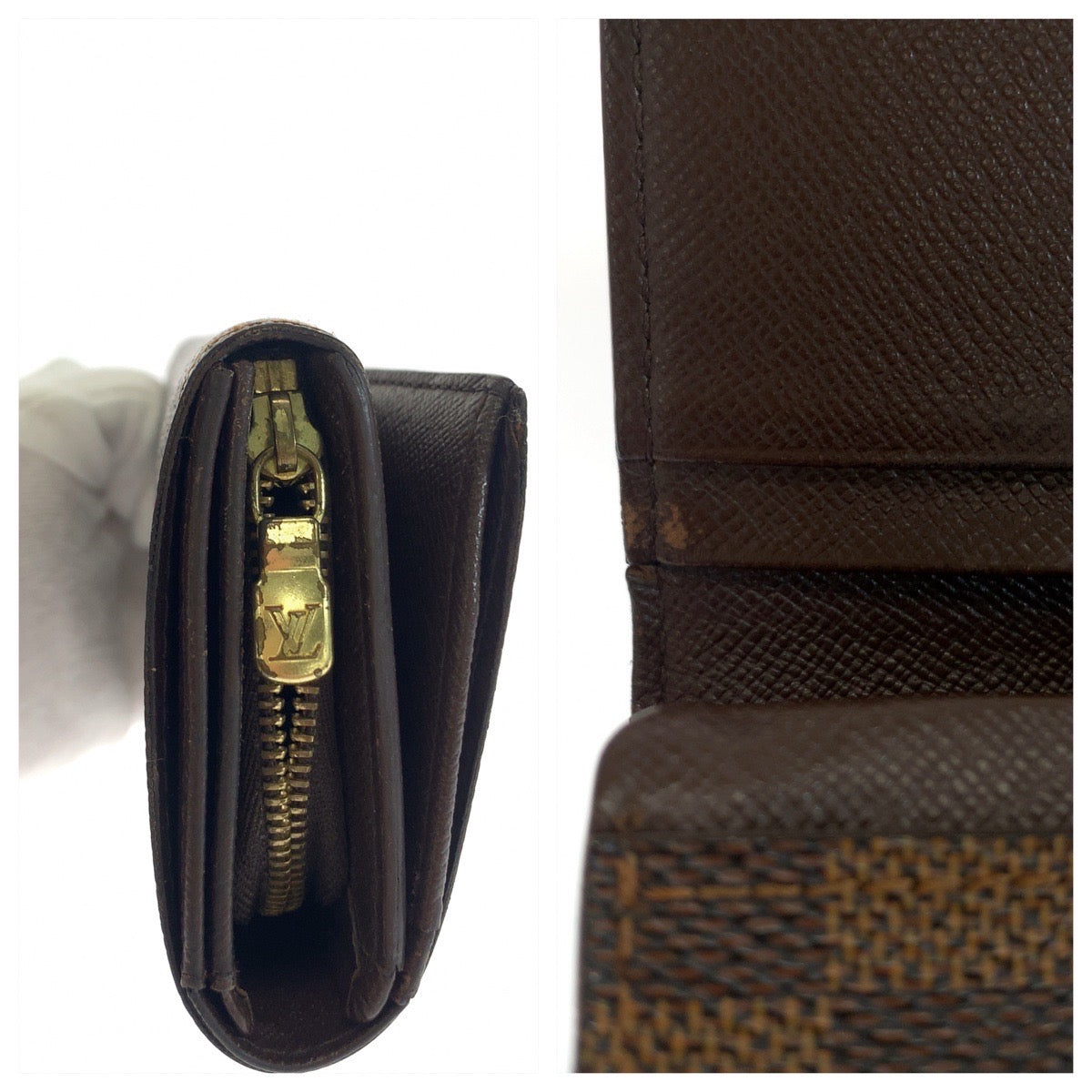 LOUIS VUITTON Bifold Wallet N61730 PVC Brown Gold Metal Folding wallet Compact wallet Damier L-Zip Portonet Bie Tresol Women  d