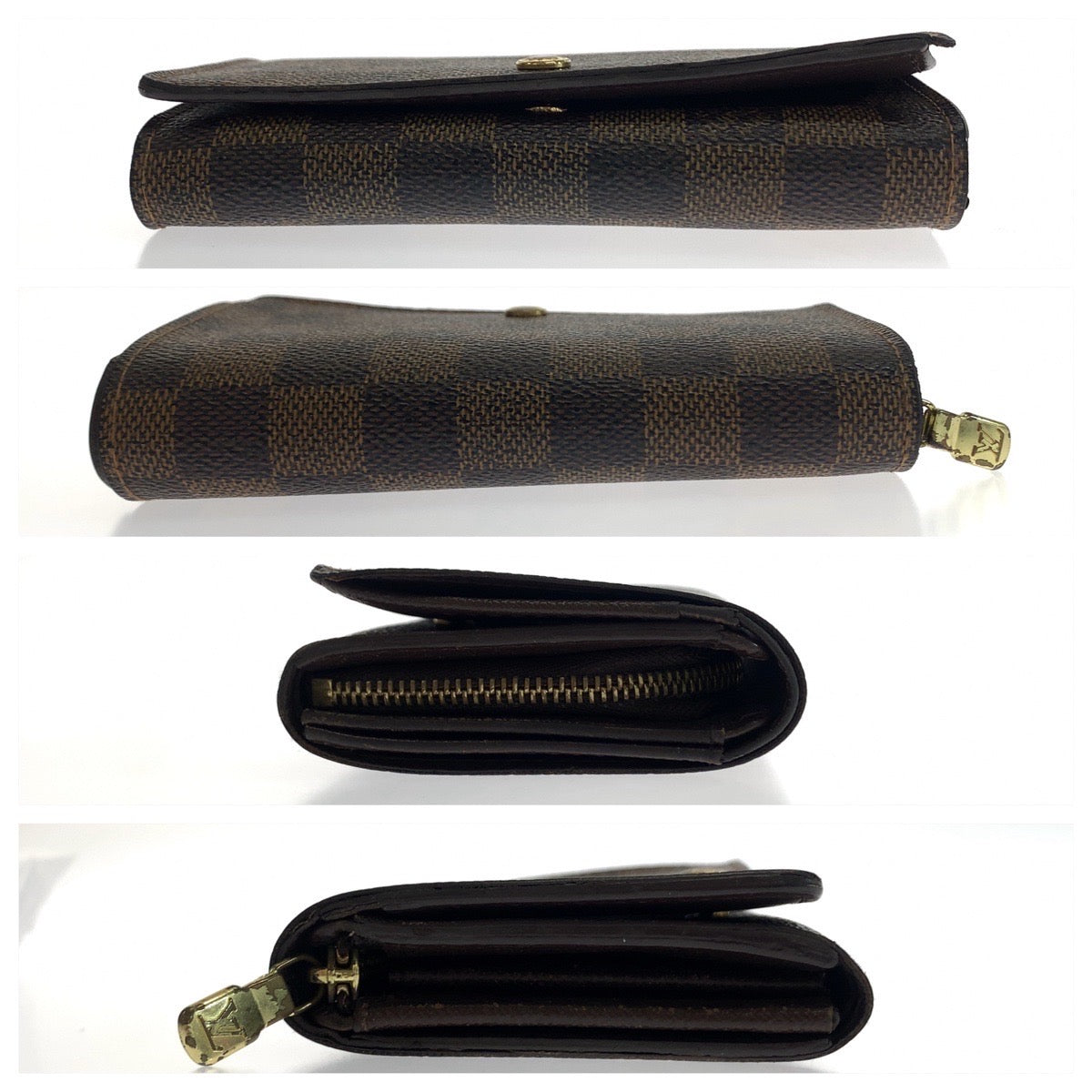 LOUIS VUITTON Bifold Wallet N61730 PVC Brown Gold Metal Folding wallet Compact wallet Damier L-Zip Portonet Bie Tresol Women  d