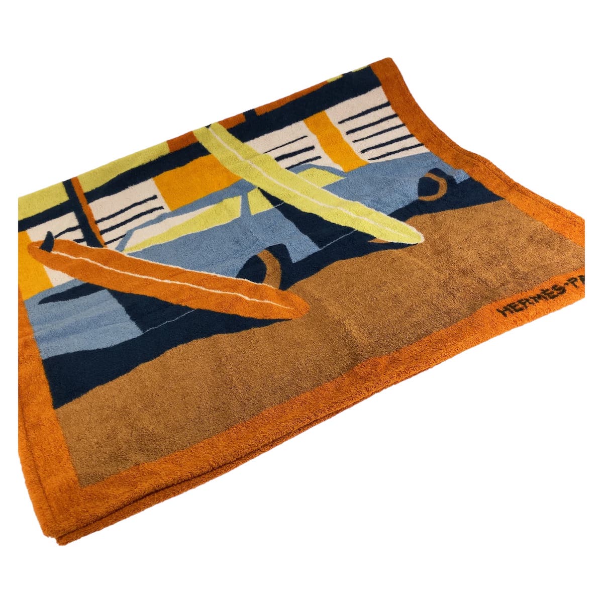 HERMES towel cotton Orange multicolor Beach towel Aprs La Vague Beach towel Women  d