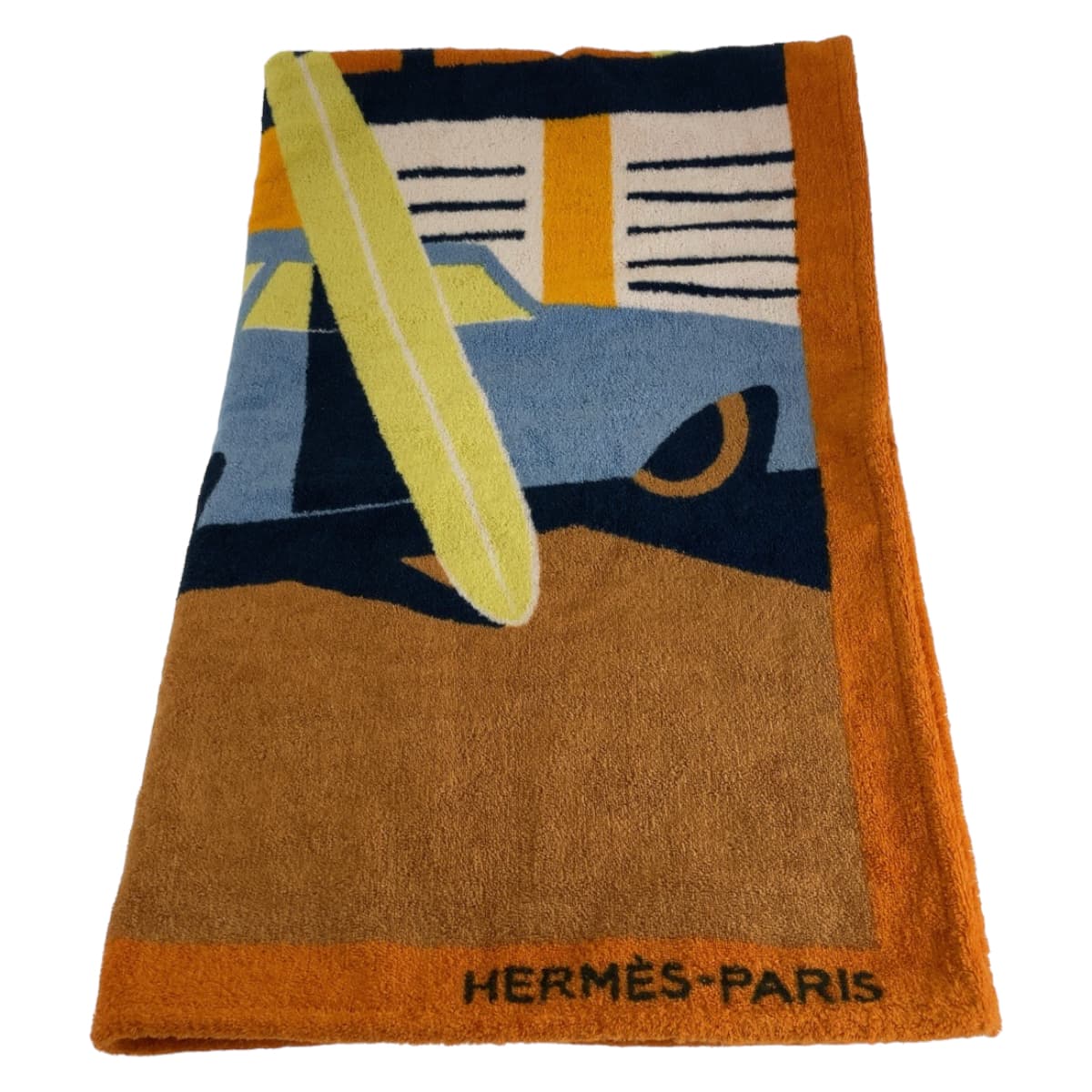 HERMES towel cotton Orange multicolor Beach towel Aprs La Vague Beach towel Women  d