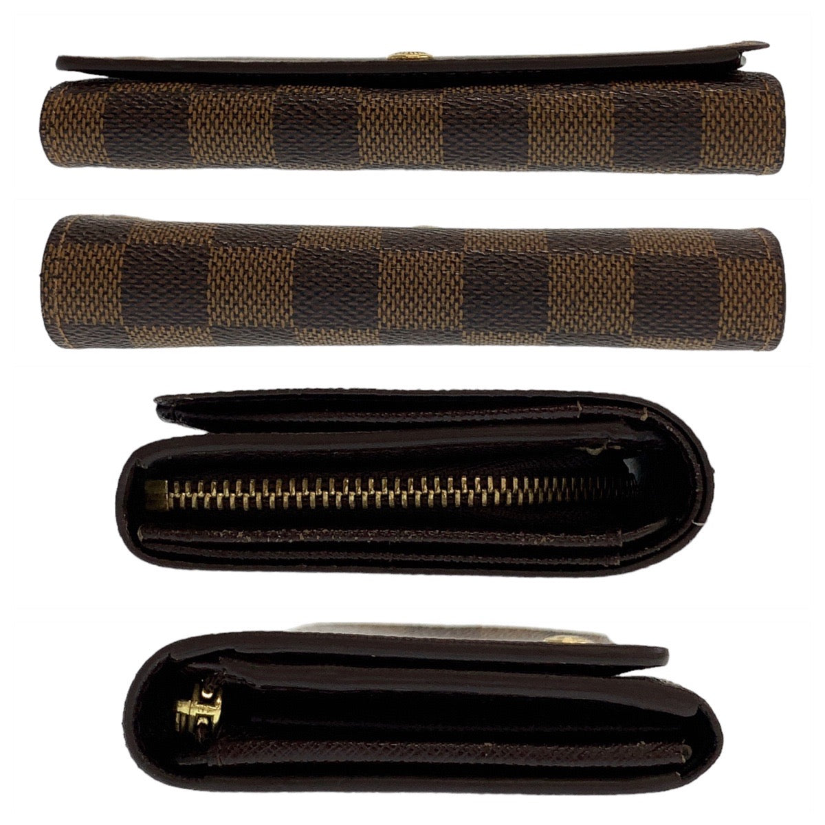 LOUIS VUITTON Bifold Wallet N61730 PVC Brown Gold Metal Folding wallet Compact wallet Damier Portefeuille Tresol Women  d