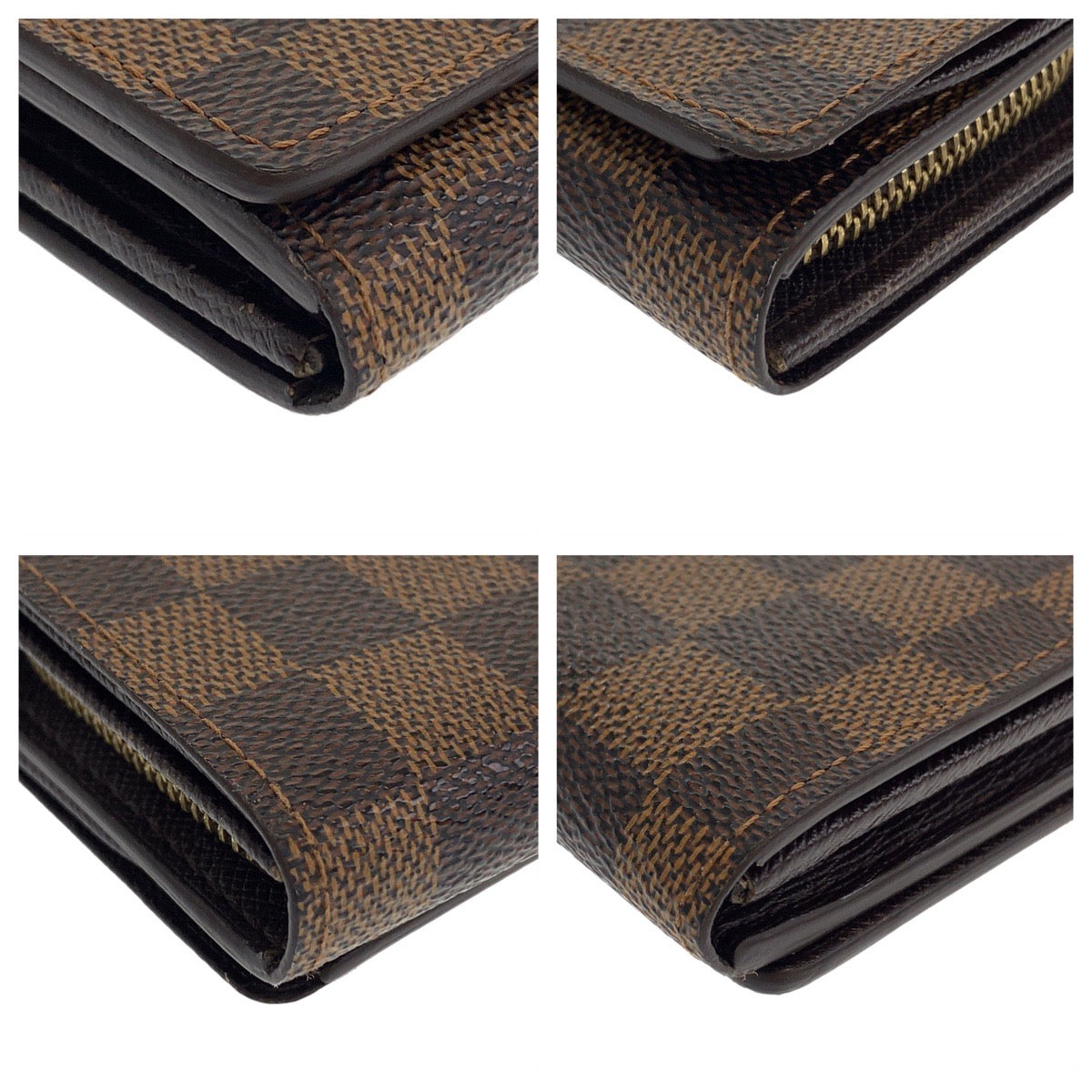LOUIS VUITTON Bifold Wallet N61730 PVC Brown Gold Metal Folding wallet Compact wallet Damier Portefeuille Tresol Women  d