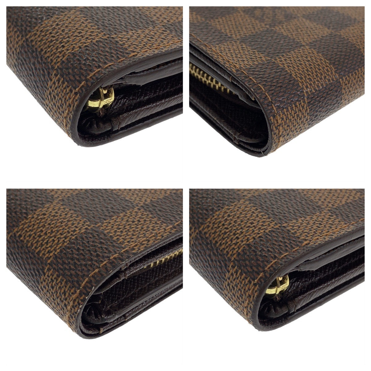 LOUIS VUITTON Bifold Wallet N61730 PVC Brown Gold Metal Folding wallet Compact wallet Damier Portefeuille Tresol Women  d