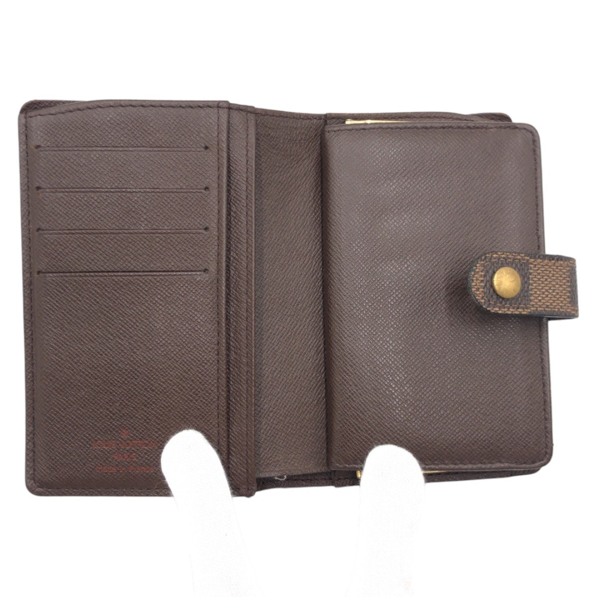 LOUIS VUITTON Bifold Wallet N61664 PVC Brown Gold Metal Purse Folding Wallet Compact Wallet Damier Portonet Bie Vienova Women  d