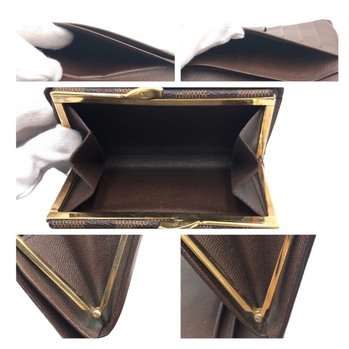 LOUIS VUITTON Bifold Wallet N61664 PVC Brown Gold Metal Purse Folding Wallet Compact Wallet Damier Portonet Bie Vienova Women  d