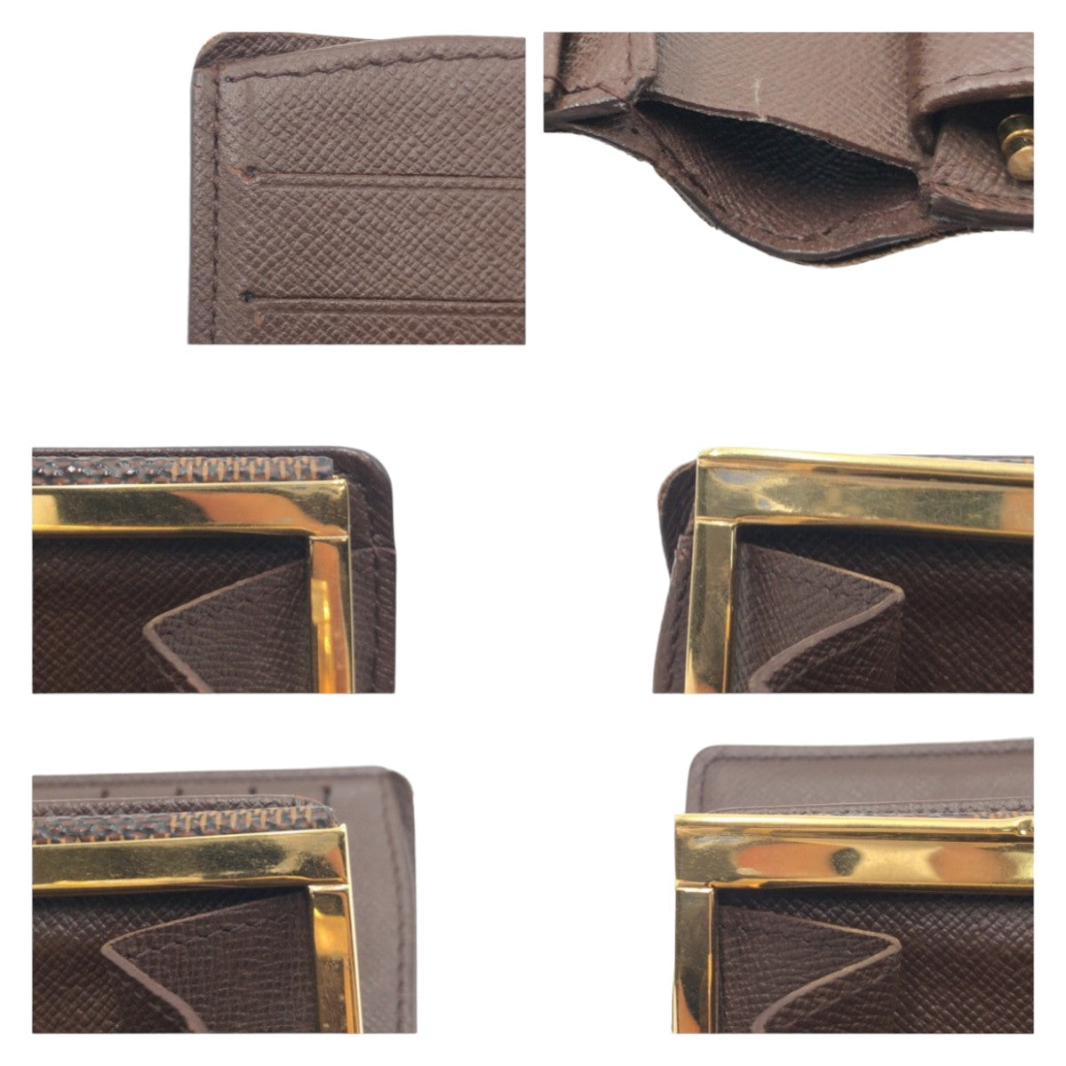LOUIS VUITTON Bifold Wallet N61664 PVC Brown Gold Metal Purse Folding Wallet Compact Wallet Damier Portonet Bie Vienova Women  d