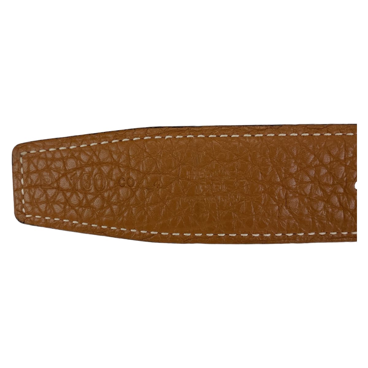 HERMES belt Togo , Box Calf Gold Camel Brown SilverMetal Stud buckle mens 100  d