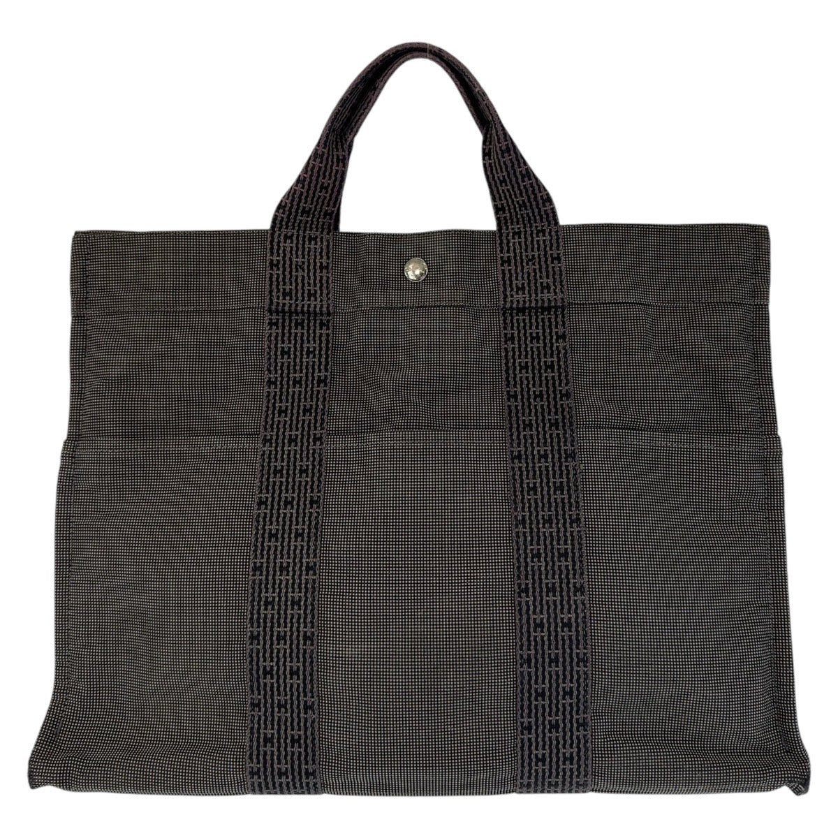 HERMES Tote Bag canvas Grey SilverMetal Tote Bag Handbag A4 storage Unisex Her Line MM mens  d