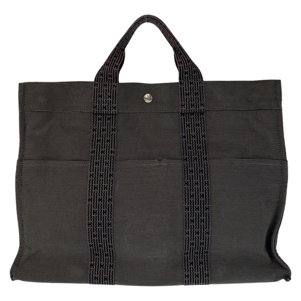 HERMES Tote Bag canvas Grey SilverMetal Tote Bag Handbag A4 storage Unisex Her Line MM mens  d