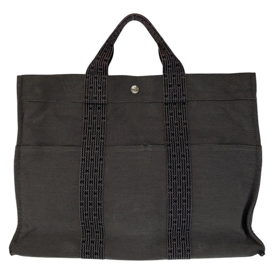 HERMES Tote Bag canvas Grey SilverMetal Tote Bag Handbag A4 storage Unisex Her Line MM mens  d