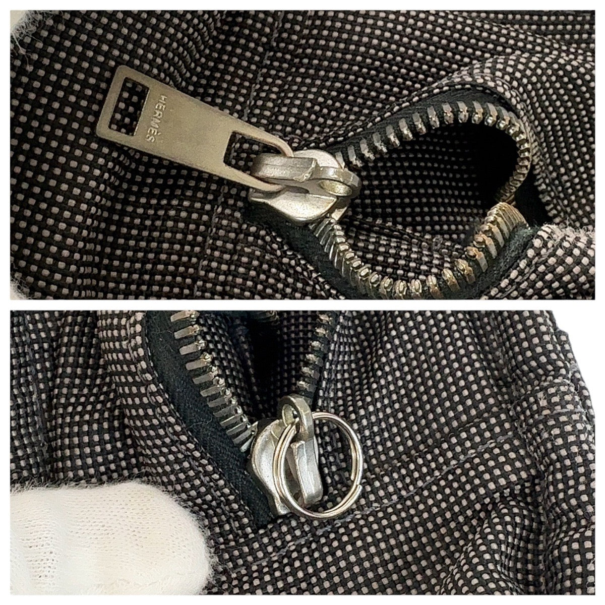 HERMES Tote Bag canvas Grey SilverMetal Tote Bag Handbag A4 storage Unisex Her Line MM mens  d