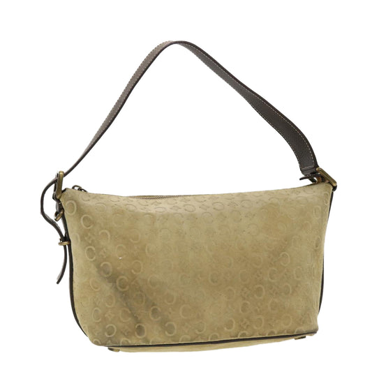 Luxury CELINE C Macadam Canvas Shoulder Bag Beige  40751