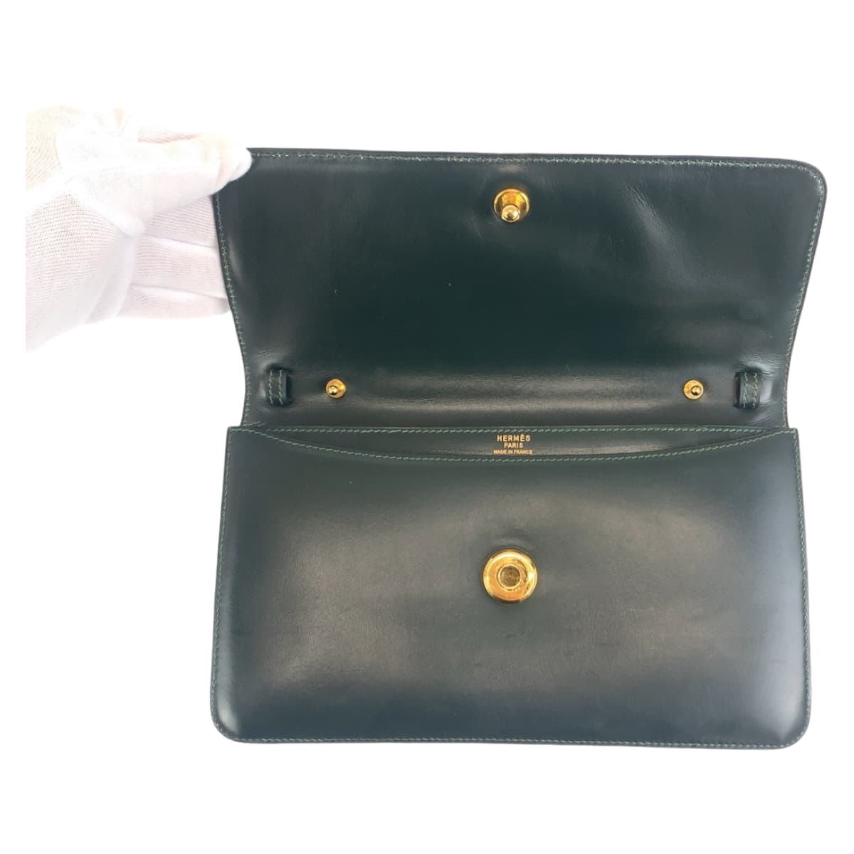 HERMES Shoulder Bag Box scarf Green GoldMetal Shoulder Bag Clutch Bag 2WAY Tassel Women  d