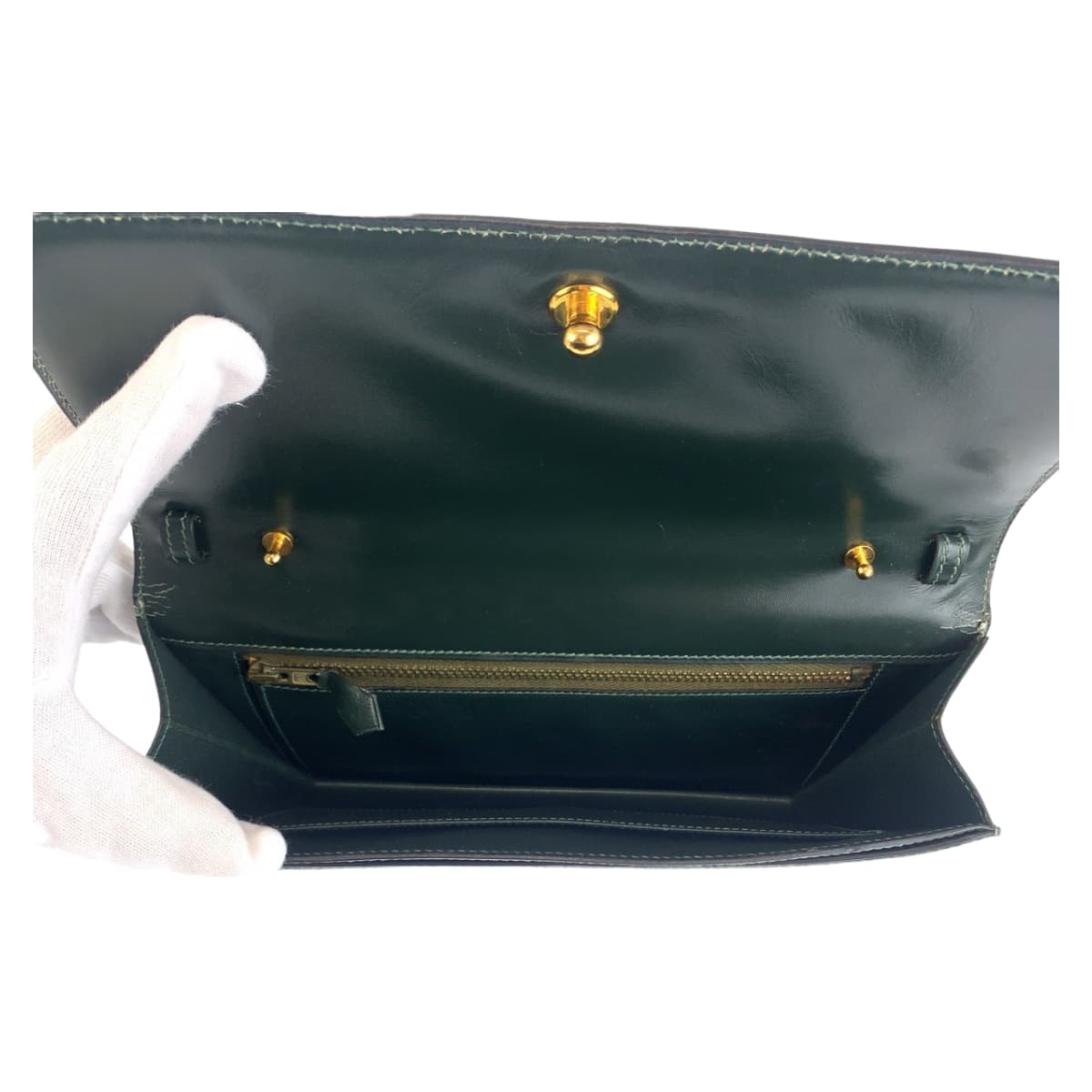 HERMES Shoulder Bag Box scarf Green GoldMetal Shoulder Bag Clutch Bag 2WAY Tassel Women  d