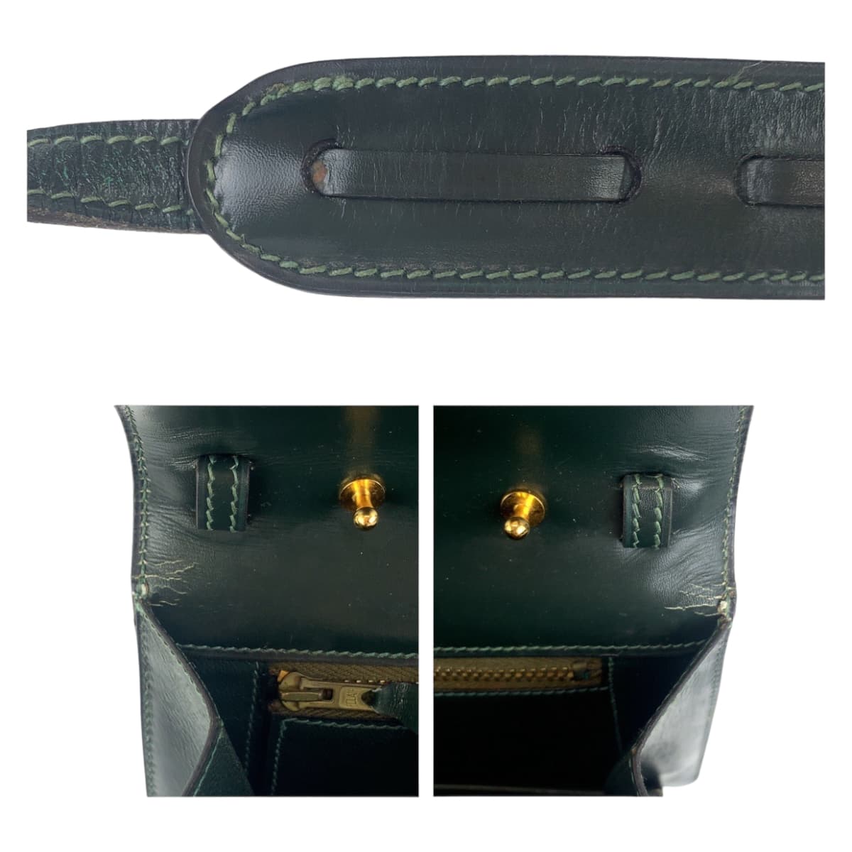 HERMES Shoulder Bag Box scarf Green GoldMetal Shoulder Bag Clutch Bag 2WAY Tassel Women  d