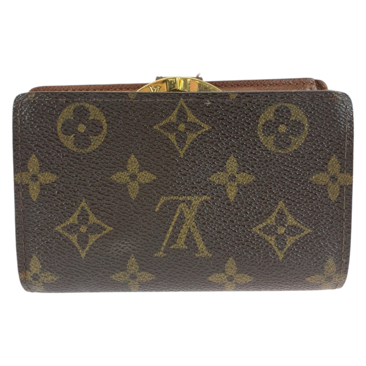 LOUIS VUITTON Bifold Wallet M61674 PVC Brown Gold Metal Purse Folding Wallet Compact Wallet Monogram Portefeuille Viennoiserie Women  d