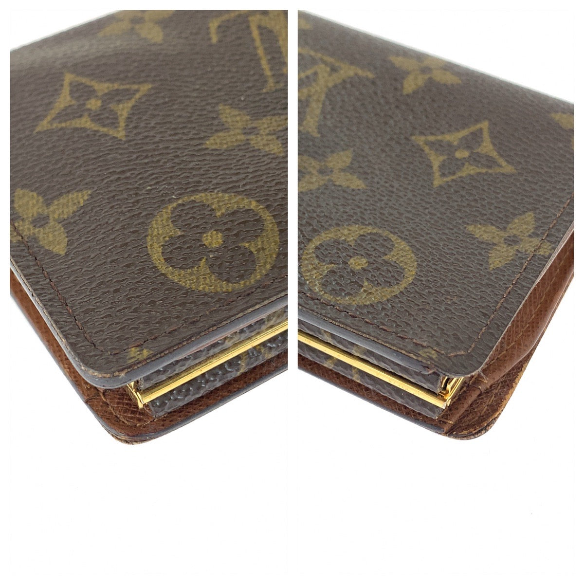 LOUIS VUITTON Bifold Wallet M61674 PVC Brown Gold Metal Purse Folding Wallet Compact Wallet Monogram Portefeuille Viennoiserie Women  d