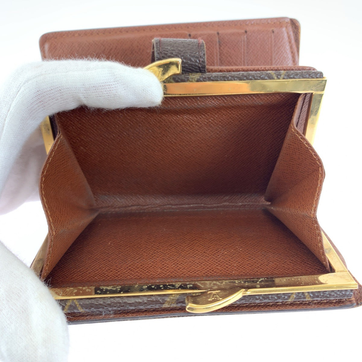 LOUIS VUITTON Bifold Wallet M61674 PVC Brown Gold Metal Purse Folding Wallet Compact Wallet Monogram Portefeuille Viennoiserie Women  d