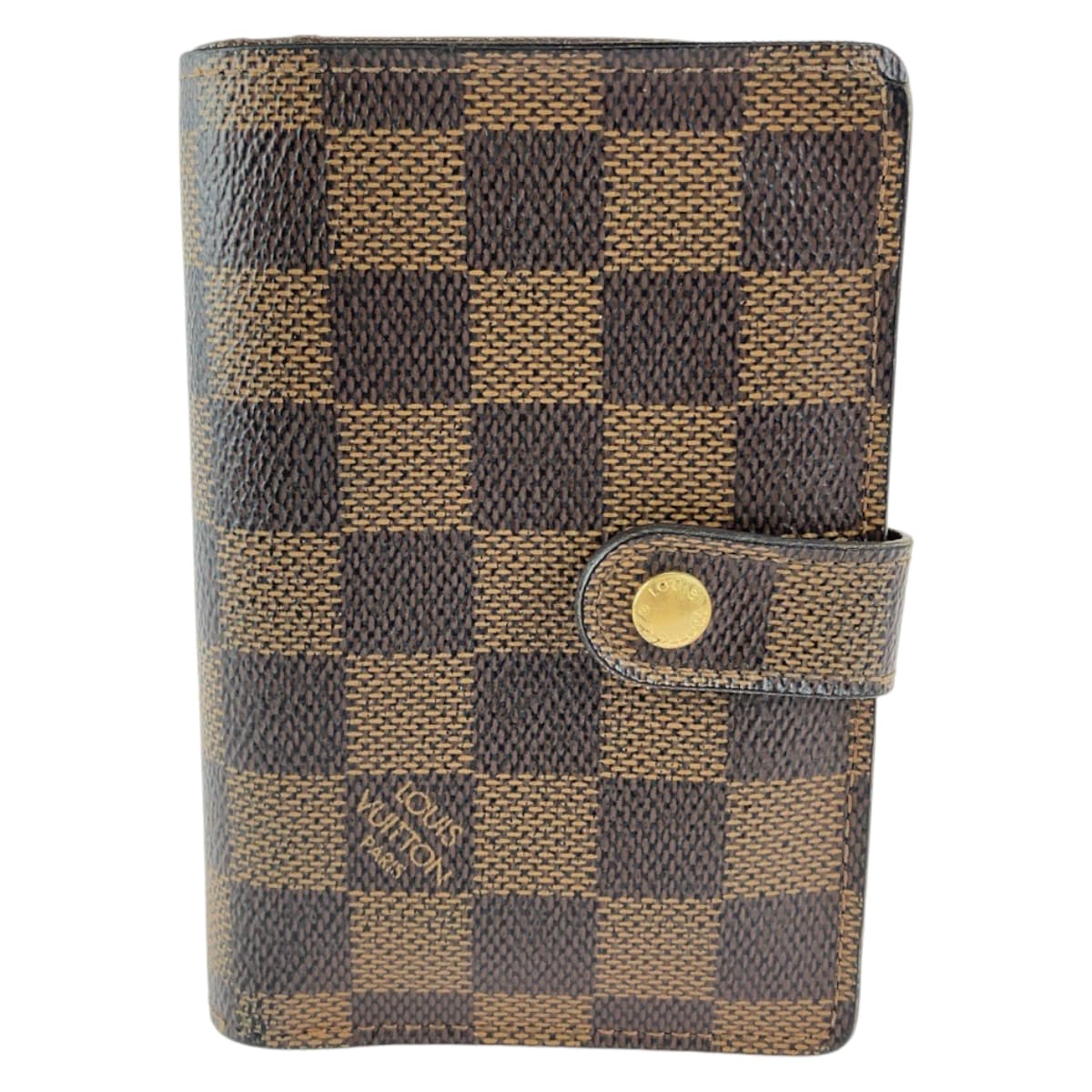LOUIS VUITTON Bifold Wallet N61674 PVC Brown Gold Metal Purse Folding Wallet Compact Wallet Damier Ebene Portefeuille Viennoiserie Women  d