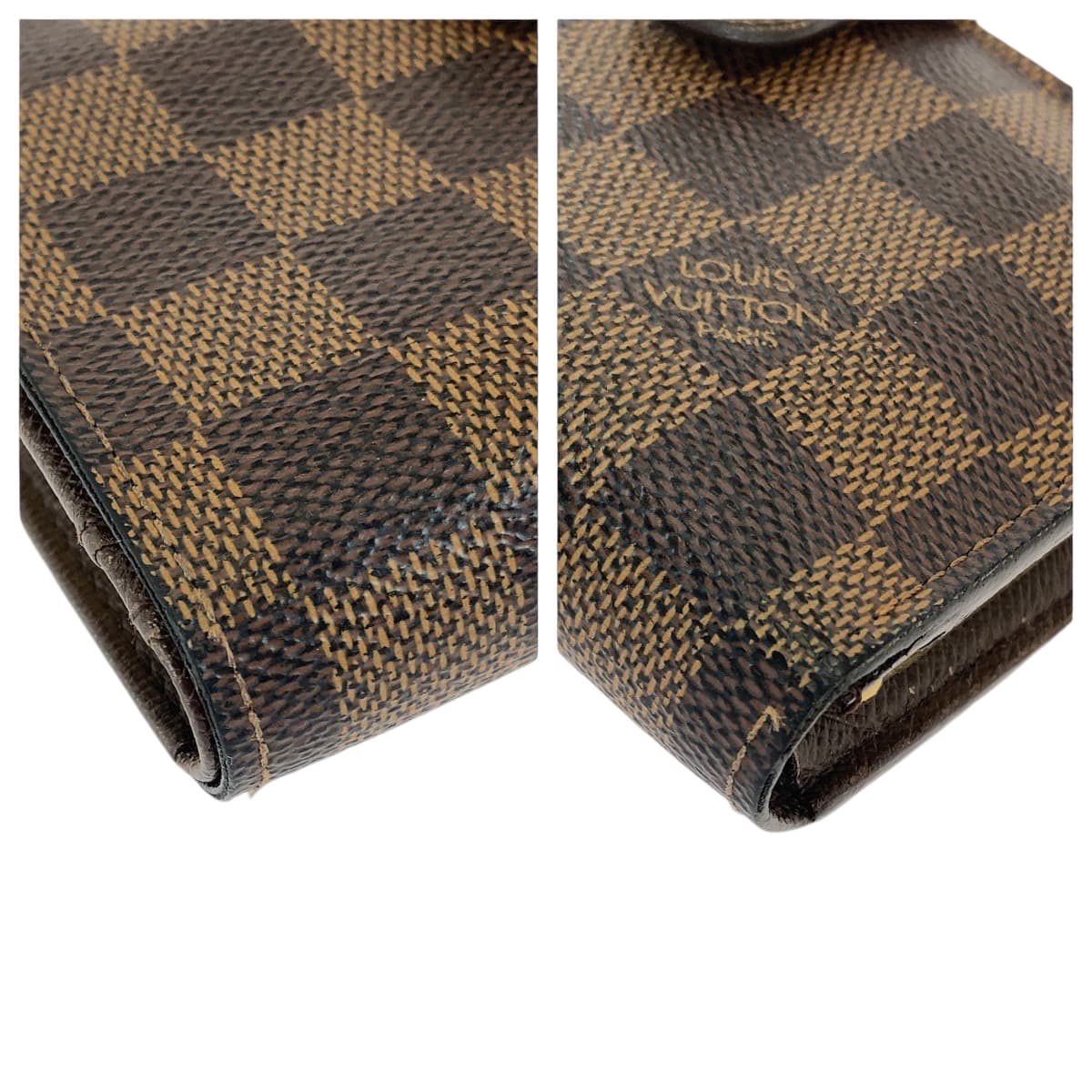 LOUIS VUITTON Bifold Wallet N61674 PVC Brown Gold Metal Purse Folding Wallet Compact Wallet Damier Ebene Portefeuille Viennoiserie Women  d