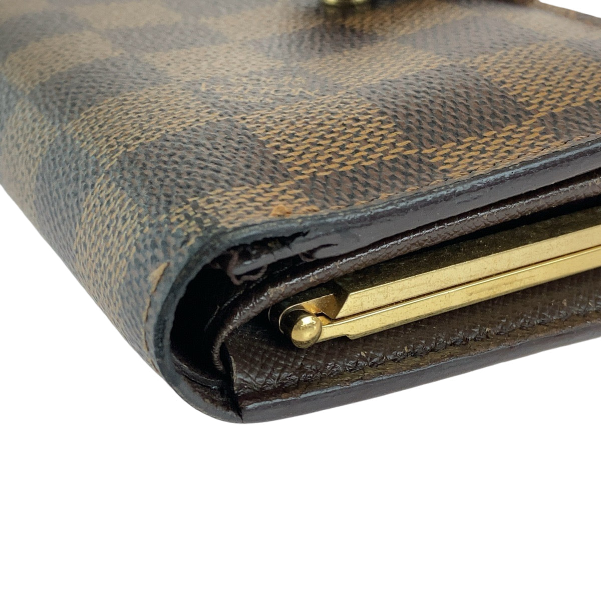 LOUIS VUITTON Bifold Wallet N61674 PVC Brown Gold Metal Purse Folding Wallet Compact Wallet Damier Ebene Portefeuille Viennoiserie Women  d