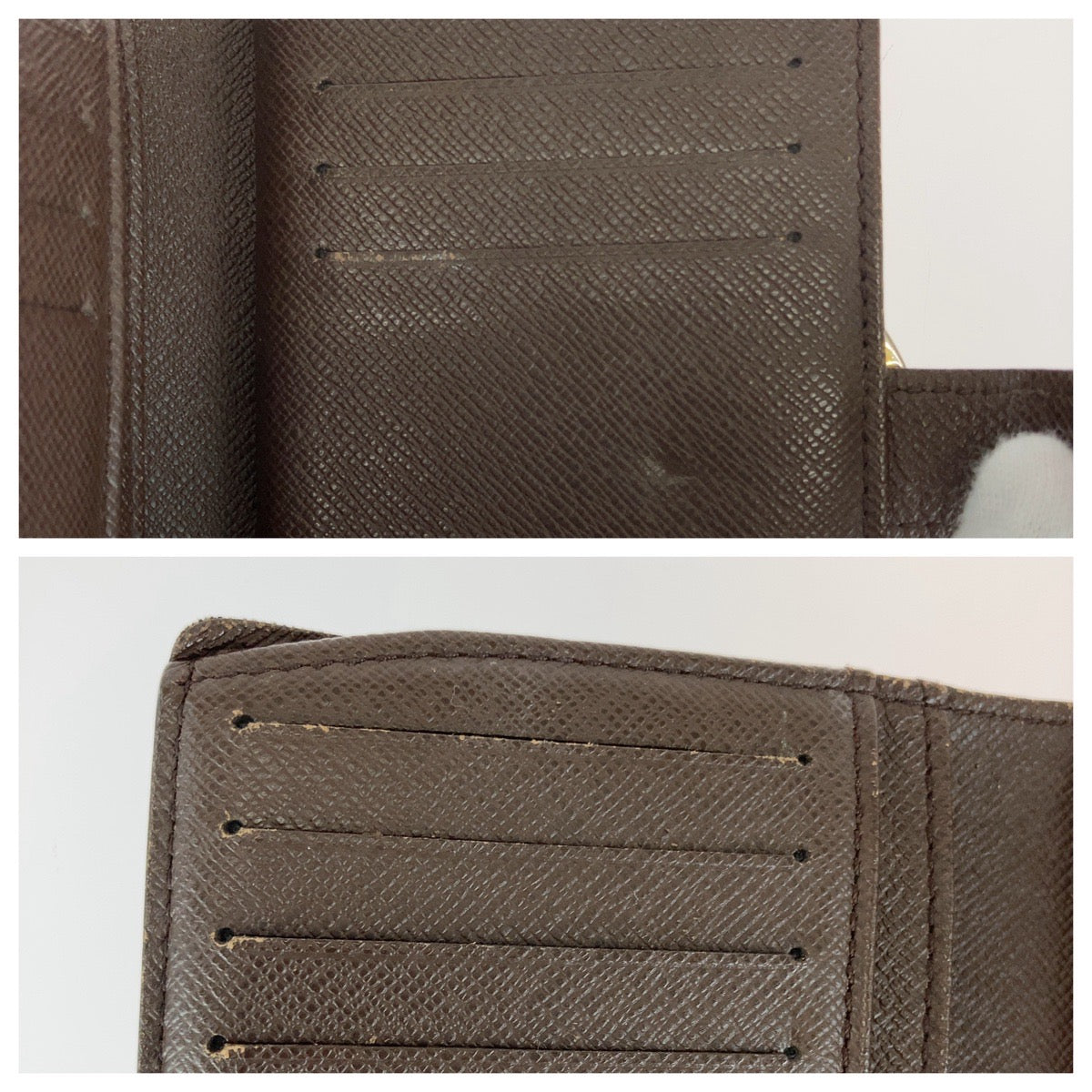 LOUIS VUITTON Bifold Wallet N61674 PVC Brown Gold Metal Purse Folding Wallet Compact Wallet Damier Ebene Portefeuille Viennoiserie Women  d