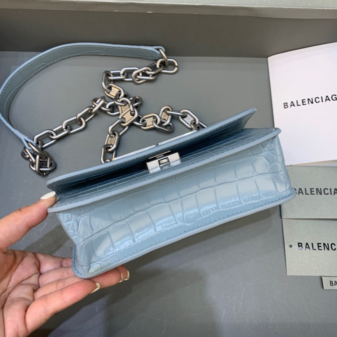 Top Quality Gossip Small On Chain Shoulder Bag Blue, For Women,  Bags 7.4in/19cm