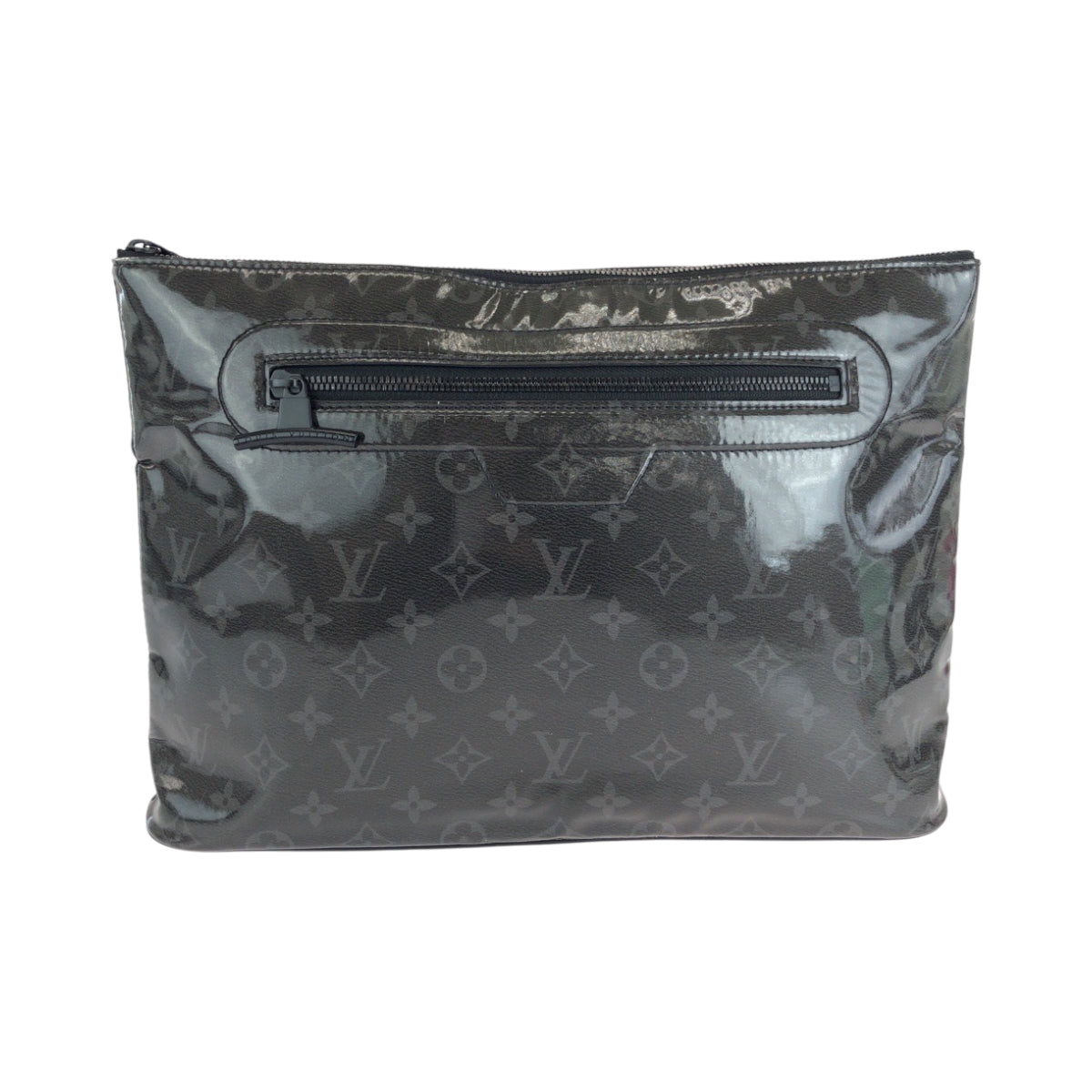 LOUIS VUITTON Clutch bag M63373 Patent leather Black SilverMetal Clutch bag business bag Monogram Eclipse pochette cosmos mens  d