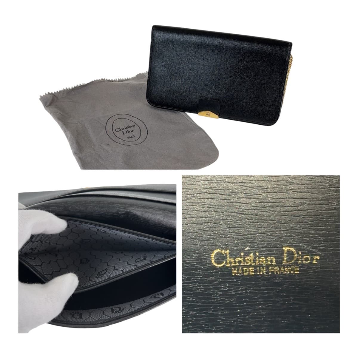 Dior   Leather Honeycomb Shoulder Clutch